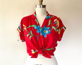1980s Red rayon Hawaiian shirt