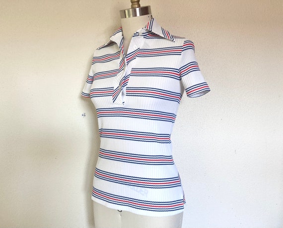 1970s striped knit collared shirt - image 3