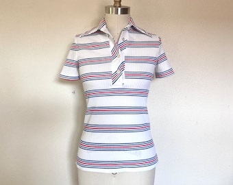 1970s striped knit collared shirt