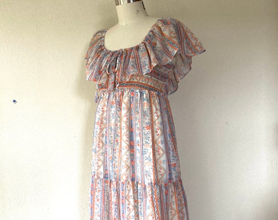 1970s Floral tiered maxi dress - image 1