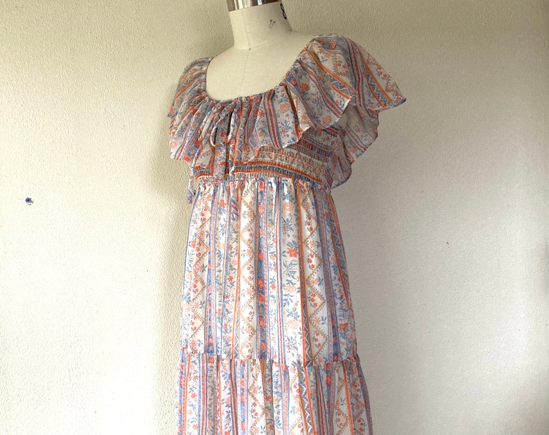 1970s Floral tiered maxi dress image 1