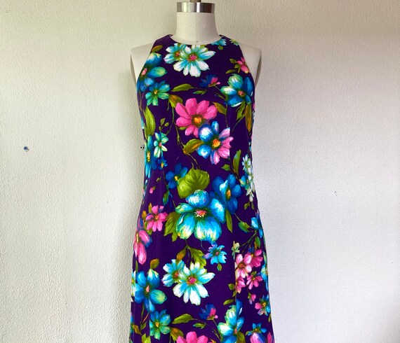 1960s Hawaiian Floral Maxi Dress | Etsy