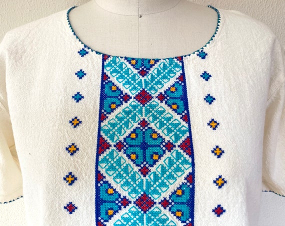 Vintage Mexican embroidered cotton shirt - image 2