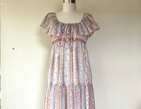 1970s Floral tiered maxi dress - image 5