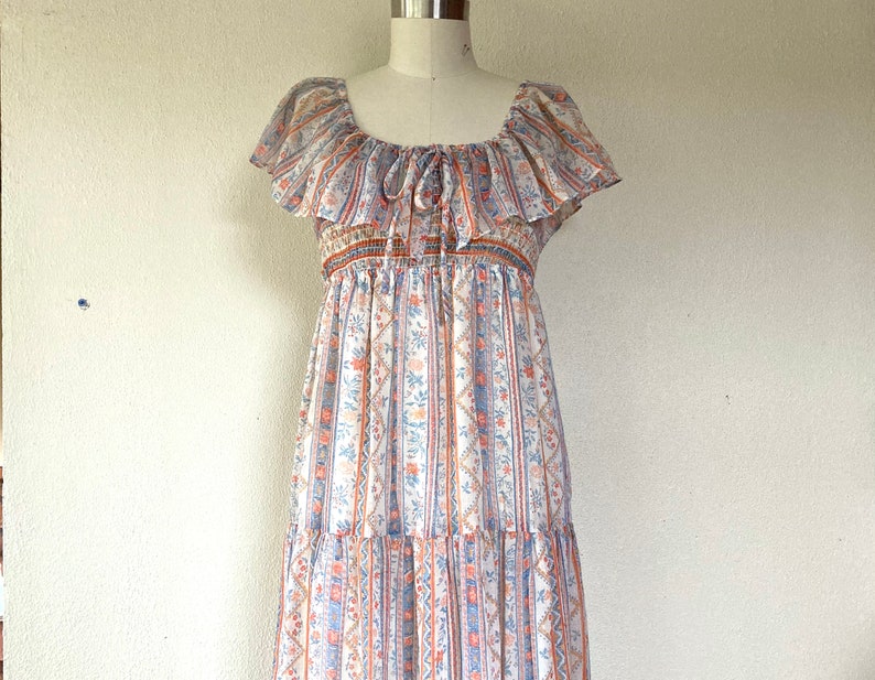 1970s Floral tiered maxi dress image 5