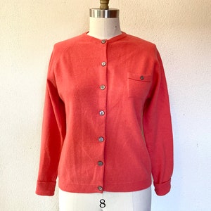 1960s Coral pink wool cardigan image 1