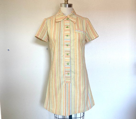 1960s Striped shirtdress - image 2
