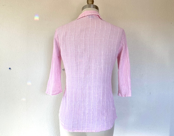 1960s Indian pink cotton gauze button up - image 2