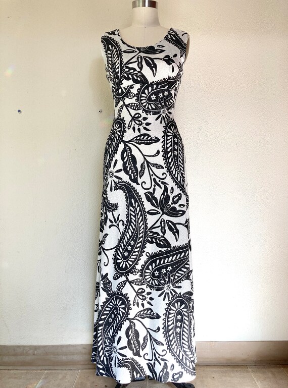 1960s Metallic floral paisley maxi dress - image 3