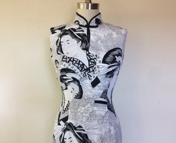 1970s Geisha print dress