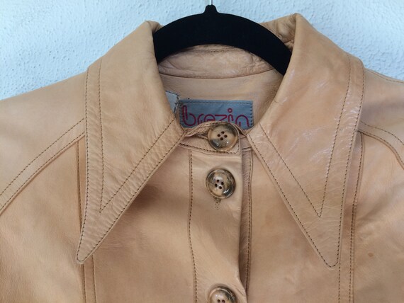 1970s Lamb skin leather button up jacket - image 6