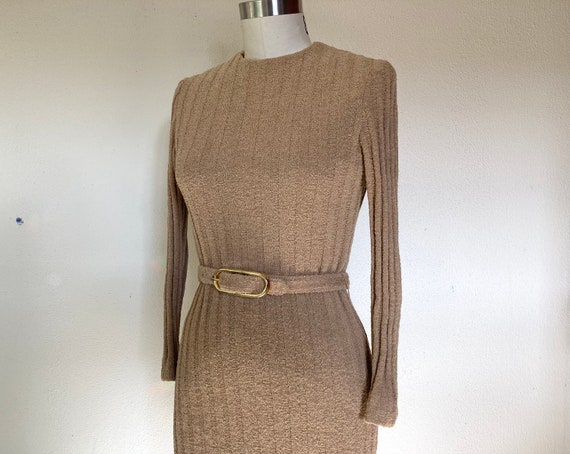 1970s Camel rib knit dress by Joan Leslie by Kasp… - image 4