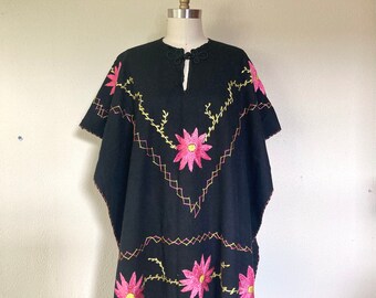 1960s embroidered wool poncho