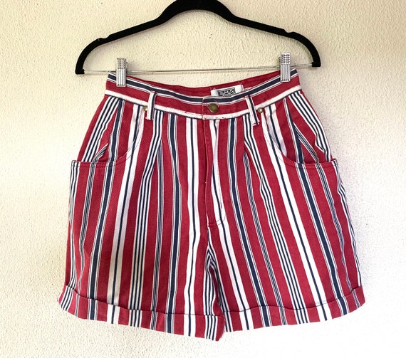 1990’s Striped denim shorts - image 1