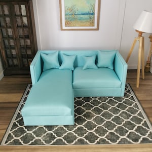 Puppenhaus 2er Ecksofa | 1:12 Maßstab | Handgefertigt