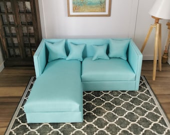 Dolls House 2 Seater Corner Sofa | 1:12th Scale | Handmade