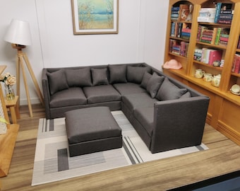 Dolls House Square Corner Sofa | 1:12th Scale | Handmade