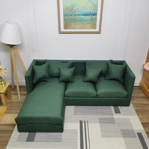 Dolls House 3 Seater Corner Sofa | 1:12th Scale | Handmade