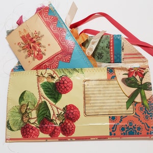 Kerst Clutch Pocket Junk Journal met rood fluwelen lintsluiting en TN-stijl Junk Journal Insert - Christmas Daily Journal