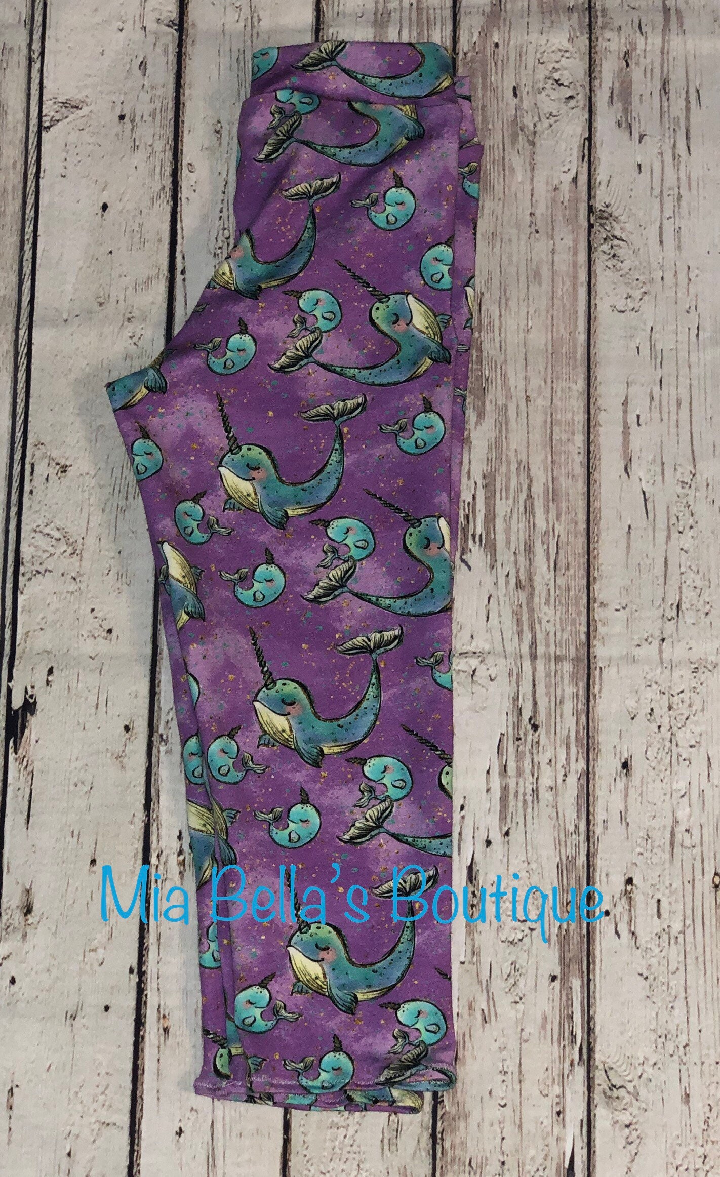 Unicorn Whale Leggings, Narwhal Leggings, Stretch Pants, Child