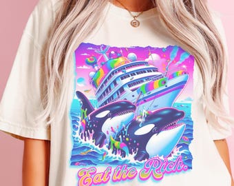 Eat the Rich Shirt, Eat the Rich Sweatshirt, Anti Billionaire Shirt, No Kings, Tax the Rich, 90s Retro, Orca Yacht Shirt, Liberal Gift