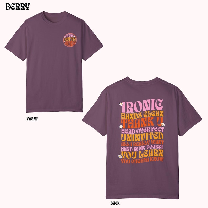 Alanis Morissette Shirt, Alanis Tour Shirt, 90s Music shirt, Alanis Morissette Front and Back Shirt, Comfort Colors Band shirt Berry