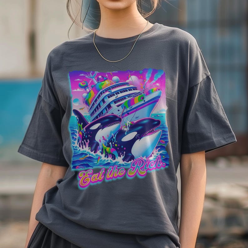 Eat the Rich Shirt, Eat the Rich Sweatshirt, Anti Billionaire Shirt, No Kings, Tax the Rich, 90s Retro, Orca Yacht Shirt, Liberal Gift CC1717 - Pepper