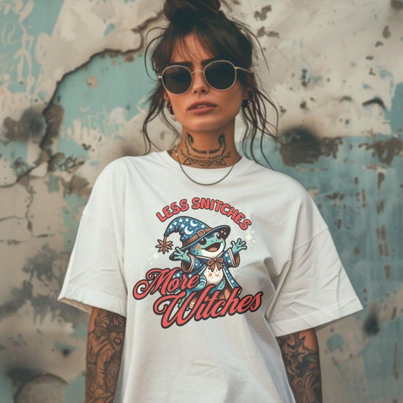 Funny Witch Shirt - Less Snitches More Witches –  Halloween 2025 Funny Adult Shirt, Witchy Adult Shirt, Funny Witch Gift