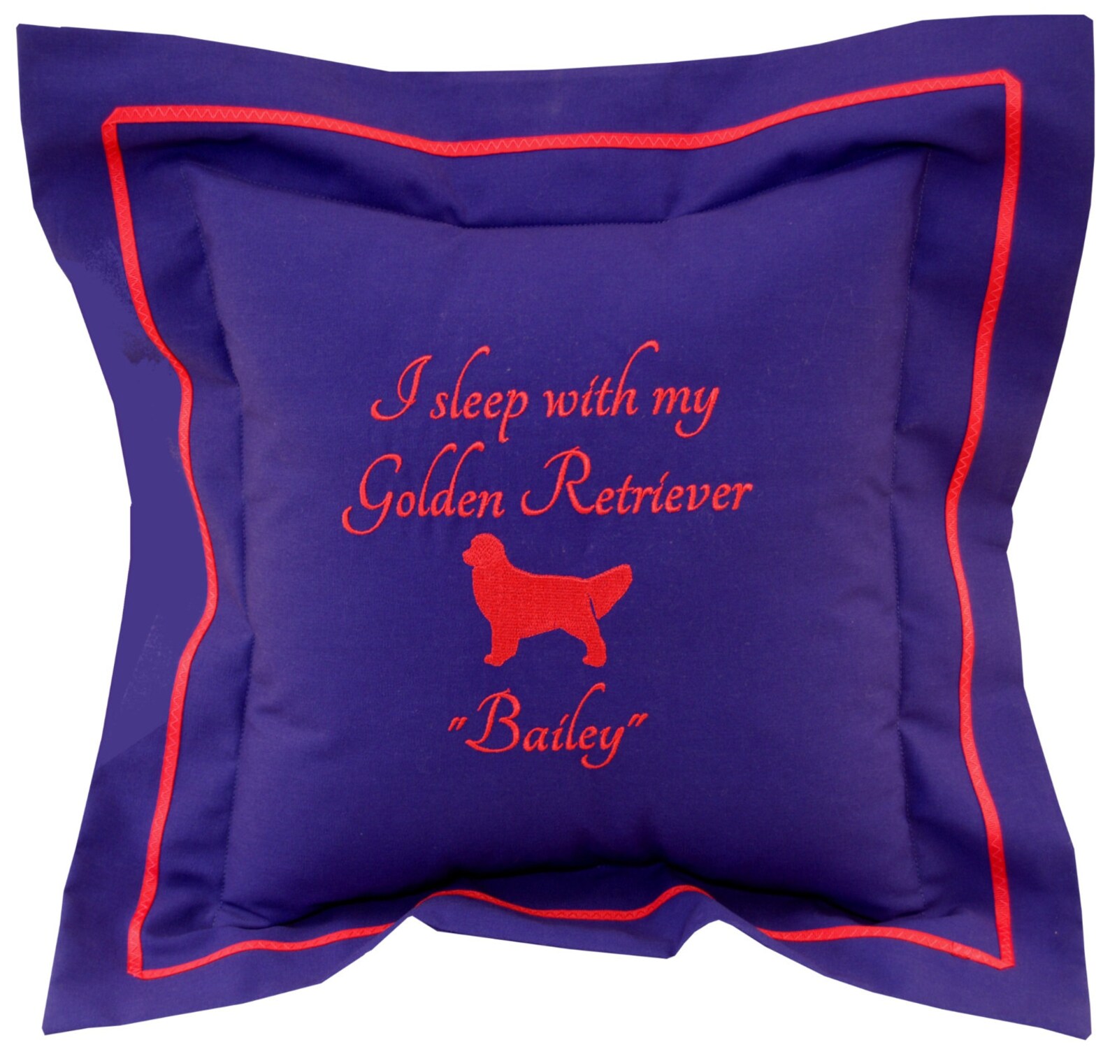 Embroidered Dog Pillow Personalized With Name & Silhouhette Featuring