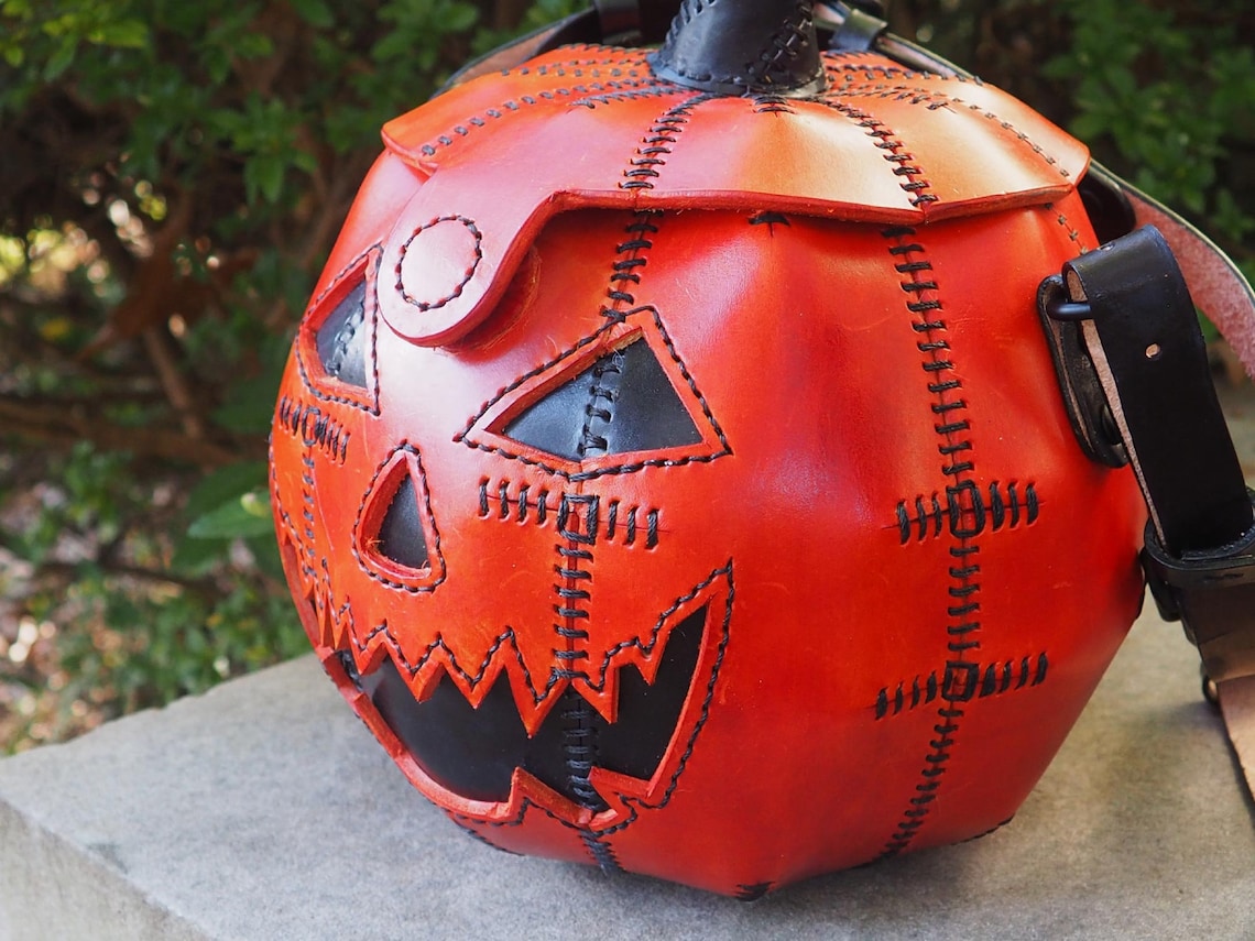 Pumpkin Purse Halloween Jack O Lantern Handmade Leather | Etsy