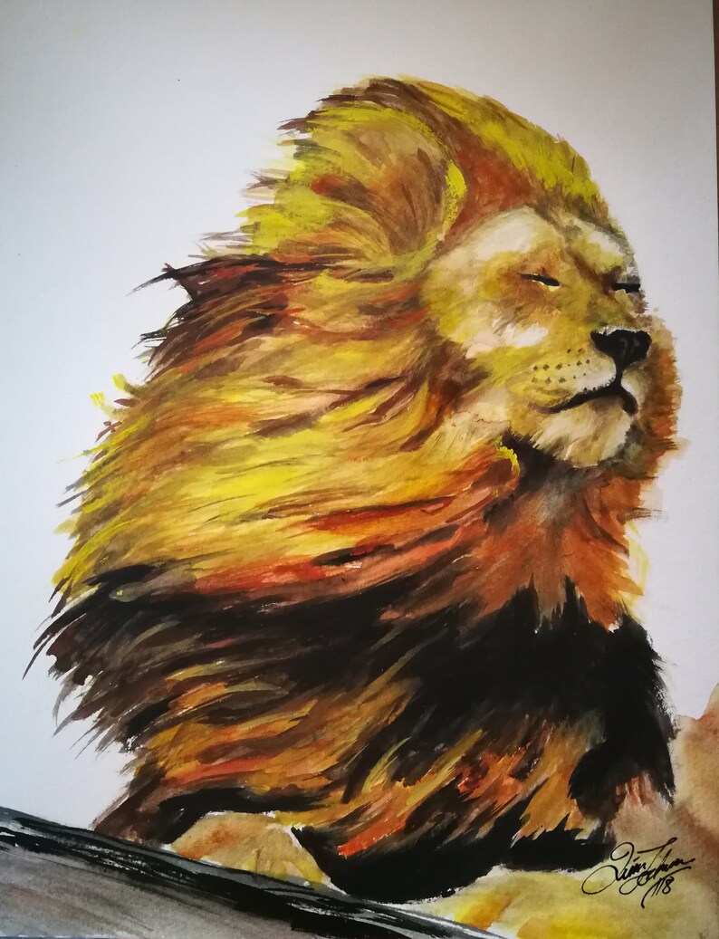 Lion Print Lion Painting Lion Art Lion Wall Art Lion Etsy