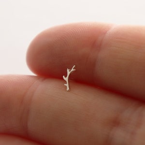 Tiny Antler Tragus Earring • Handmade from Sterling Silver • Bioflex Push Fit Back • Deer Cartilage Stud • Helix Antler Earring