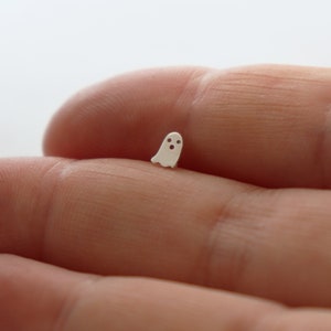 Tiny Ghost Tragus Stud • Sterling Silver 925 • 16 G Cartilage Stud • Ghost Earrings • Handmade Tragus Stud