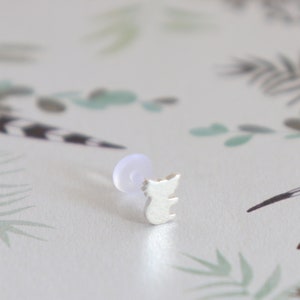 Tiny Koala Labret / Tragus Stud • Sterling Silver • Push Fit 16 GAUGE Bioplast Fitting • Handmade • Koala Bear Earring