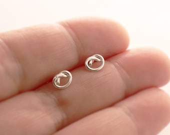 Sterling Silver Love Knot Stud Earrings, Simple Silver Studs, Handmade in Australia, 925 Silver Earrings, Minimalist Style Jewelry