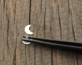 Crescent Moon Tragus Stud • Sterling Silver • Handmade • Crescent Moon Jewelry • 16 Gauge • Bioflex Push Fit Flat Back