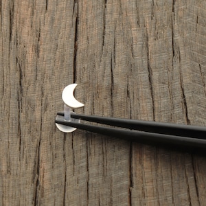 Crescent Moon Tragus Stud • Sterling Silver • Handmade • Crescent Moon Jewelry • 16 Gauge • Bioflex Push Fit Flat Back
