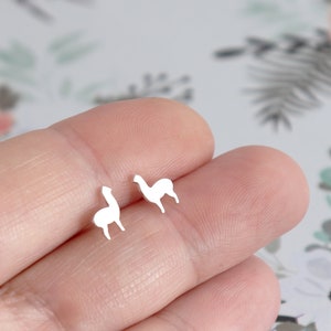 Tiny Llama Earrings • Sterling Silver Handmade Llama Post Studs • Llama Silhouette Jewelry • Alpaca Earrings • Alpaca Studs Gift