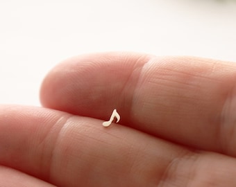 Mini Sterling Silver Music Note Tragus Stud: 16 Gauge Cartilage Earring