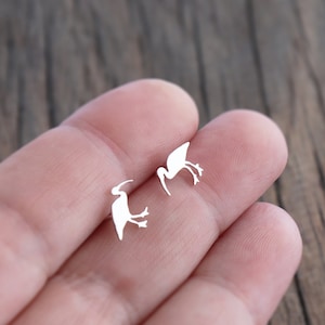 Ibis Earrings • Bin Chicken Studs • Sterling Silver • Handmade • Ibis Bird Studs • 925 Silver Post Earrings • Gift for Friend