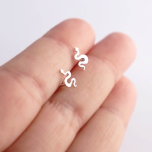 Tiny Snake Studs in Sterling Silver • Snake Earrings • Handmade Silver Jewelry • Snake Lover Gift • Snake Design Jewelry