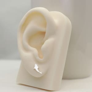 Textured Silver Whale Shark Studs • Hand Crafted • Sterling Silver • Small Whale Shark Earrings • Hammered Silver Finish