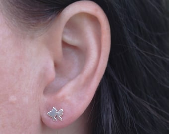 Sterling Silver Goldfish Stud Earrings • Handcrafted •Pet  Fish Gift Jewelry • Gift for Her • Goldfish Earrings • Gold Fish • Animal Jewelry