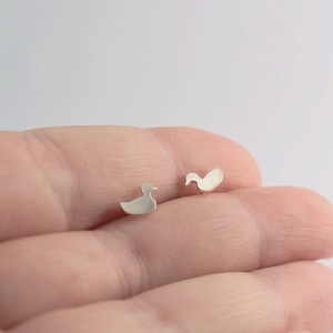 Sterling Silver Duck Earrings •Tiny Duck Studs • Handmade • Duck Jewelry • Animal Earrings • Bird Jewelry • Small Duck Earrings • 925 Silver