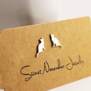 Silver Cat Studs • Handmade from Genuine Sterling Silver • 925 Silver • Cat Parent Gift • Artisan Earrings • Cat Jewelry