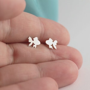 Sterling Silver Goldfish Stud Earrings Handcrafted Pet Fish Gift Jewelry Gift for Her Goldfish Earrings Gold Fish Animal Jewelry image 2