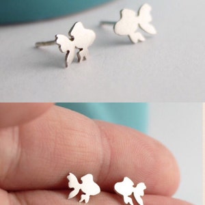 Sterling Silver Goldfish Stud Earrings Handcrafted Pet Fish Gift Jewelry Gift for Her Goldfish Earrings Gold Fish Animal Jewelry image 4