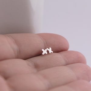 Tiny Abstract Cross Studs • Handmade • Sterling Silver • X Stud Earrings • Minimalist Dainty Earrings • Cross Studs • Cross Earrings