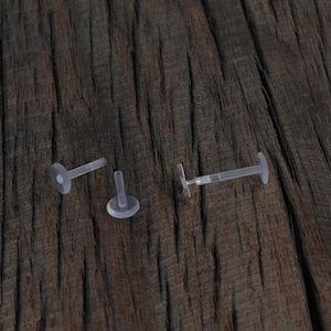 Add On- Extra Tragus Backs • 16 Gauge Bioflex Style Push Fit • Tragus/Labret/Monroe/Helix Plastic Fittings • 6 mm 8 mm 10 mm 12 mm