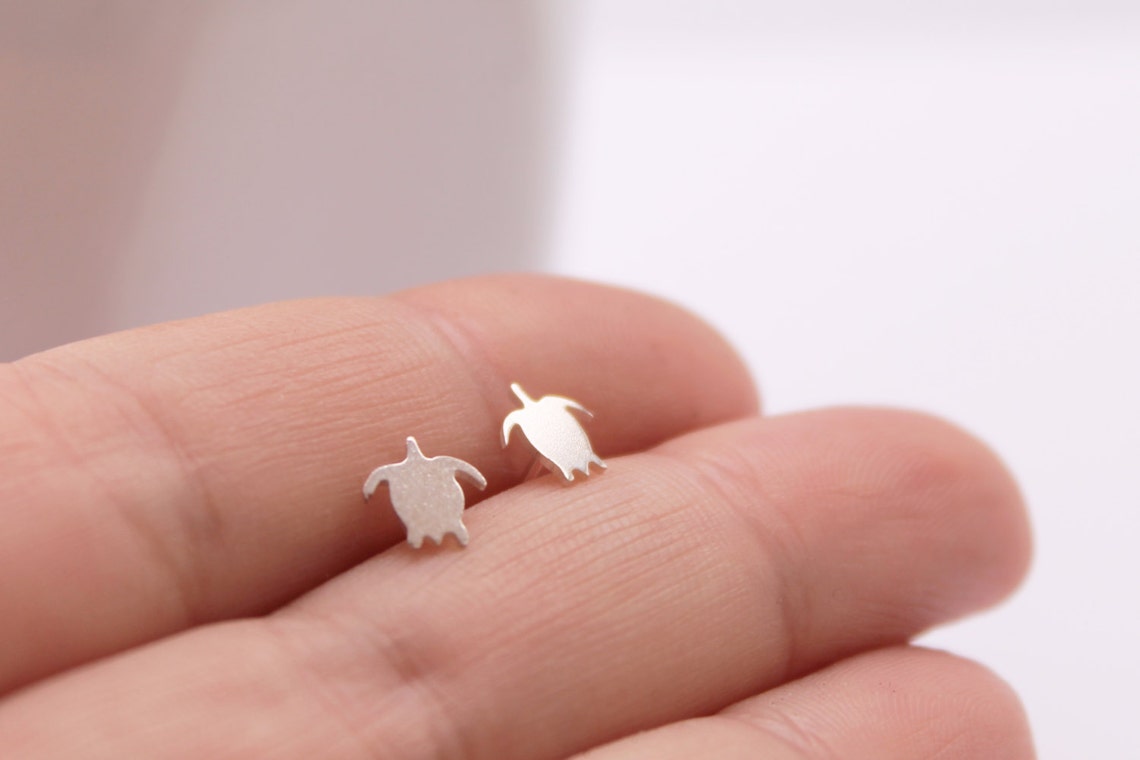 Sea Turtle Stud Earrings Sterling Silver Handmade Silver Etsy Australia